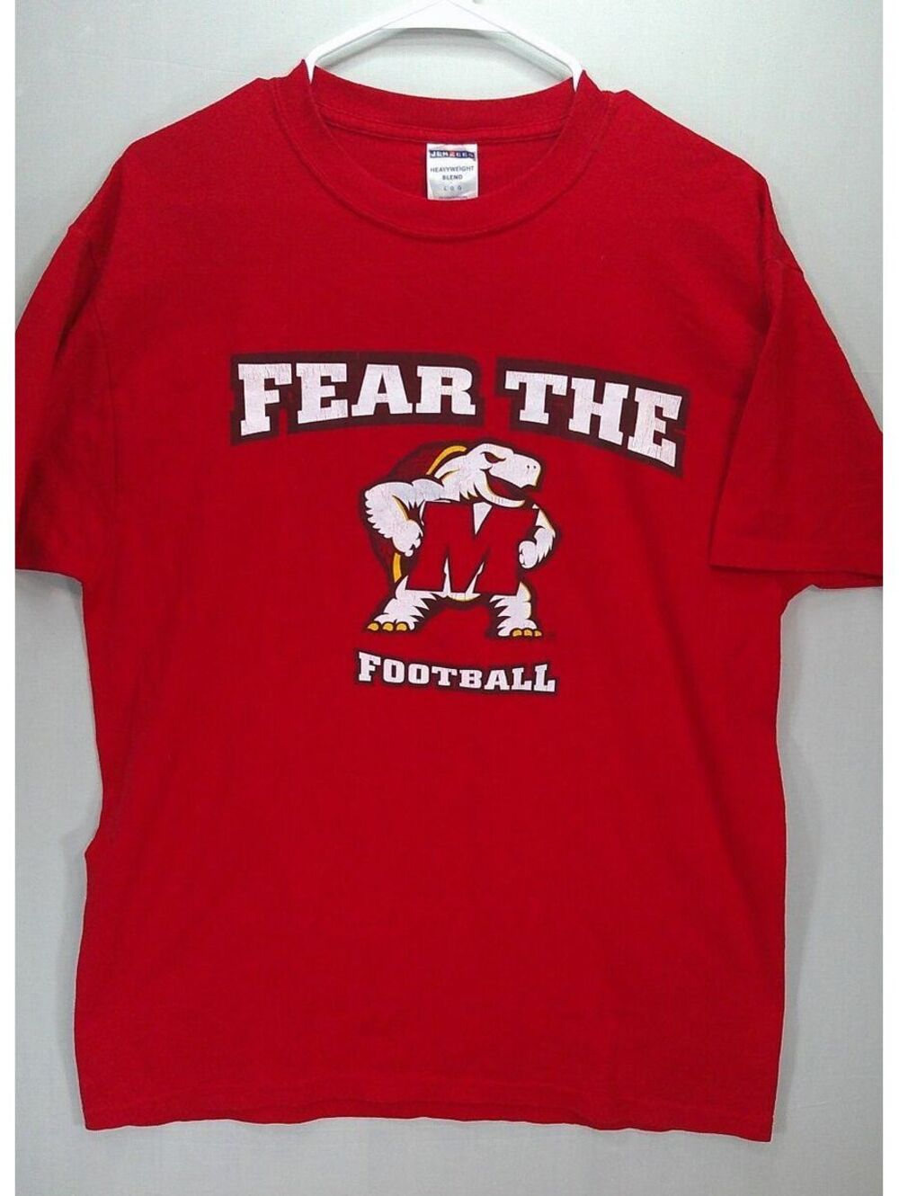 Fear The M Football Red Heavyweight Blend T-Shirt Large